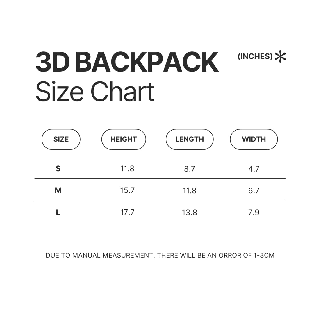 3D Backpack Size Chart - Hatsune Miku Merch