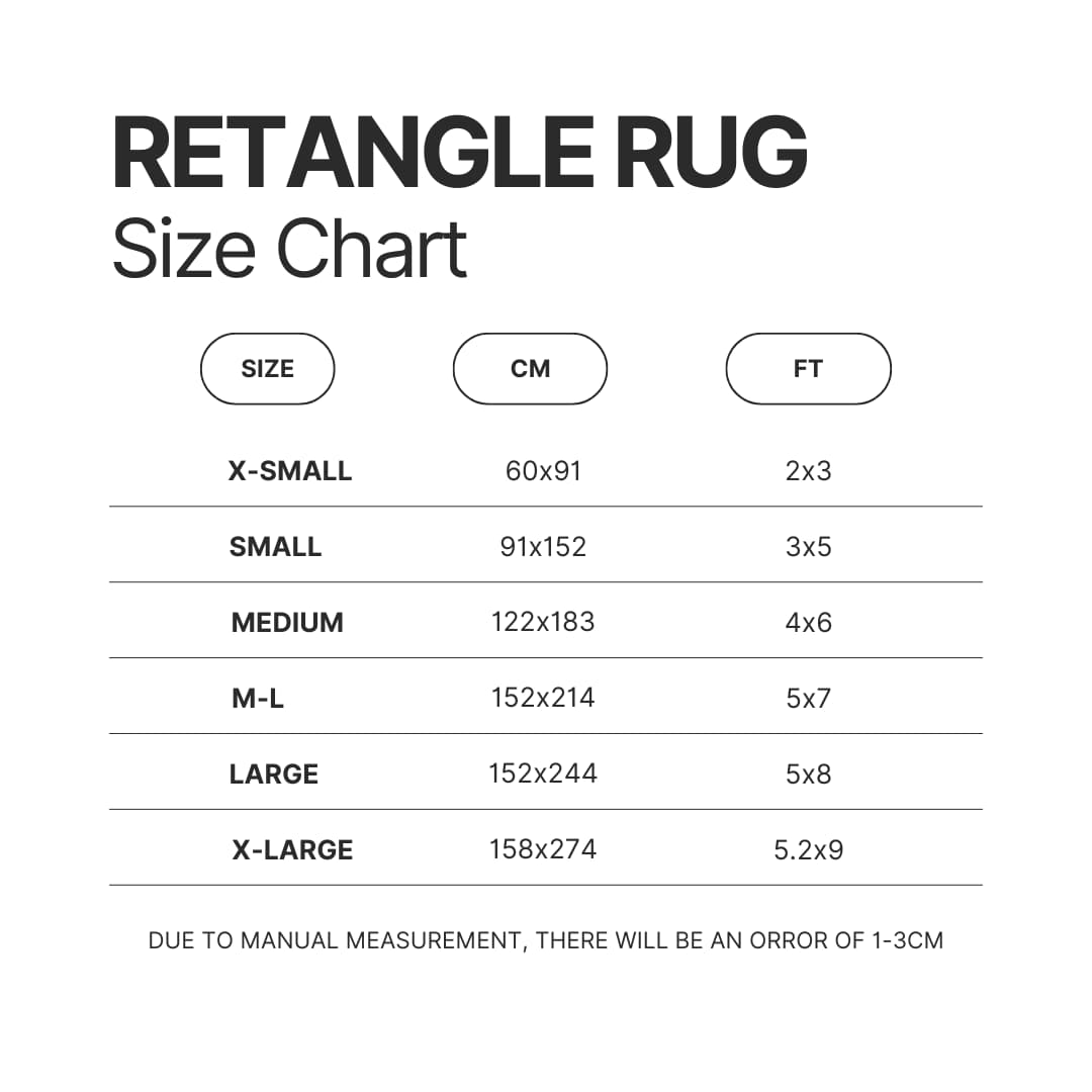 Retangle Rug Size Chart - Hatsune Miku Merch